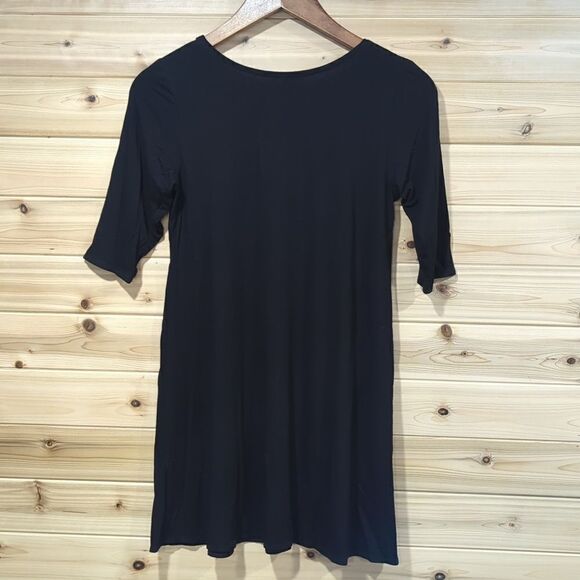 Eileen Fisher Womens Top Small Black Short Sleeve Tunic Basic - Picture 4 of 8